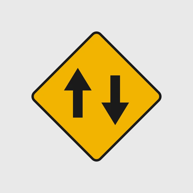 Ontario road sign: Two-way traffic ahead.