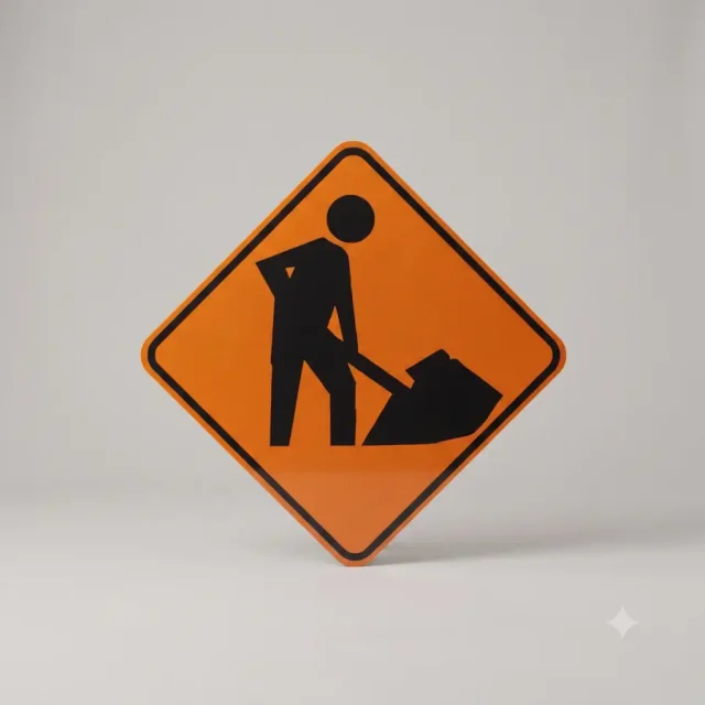 Ontario road sign: Road construction or maintenance work ahead.