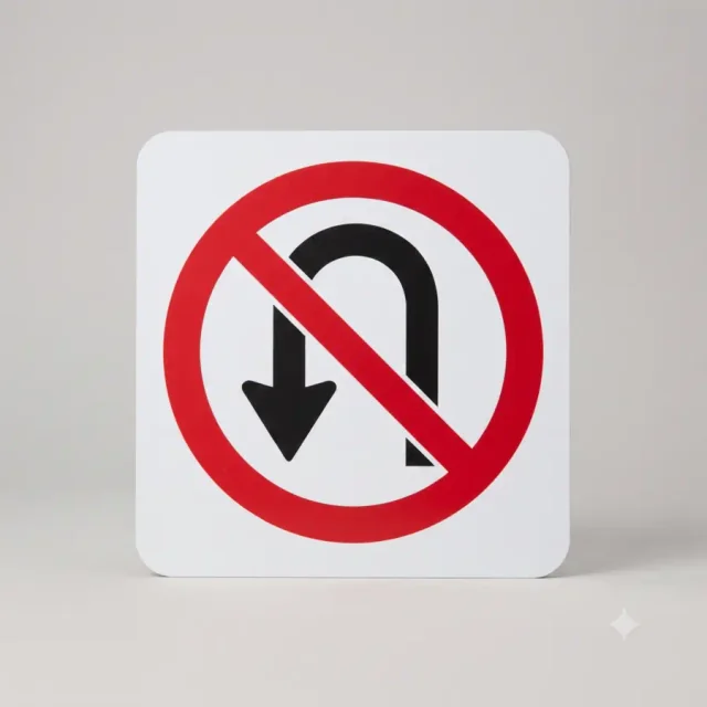 Ontario road sign: U-turns are not permitted here.
