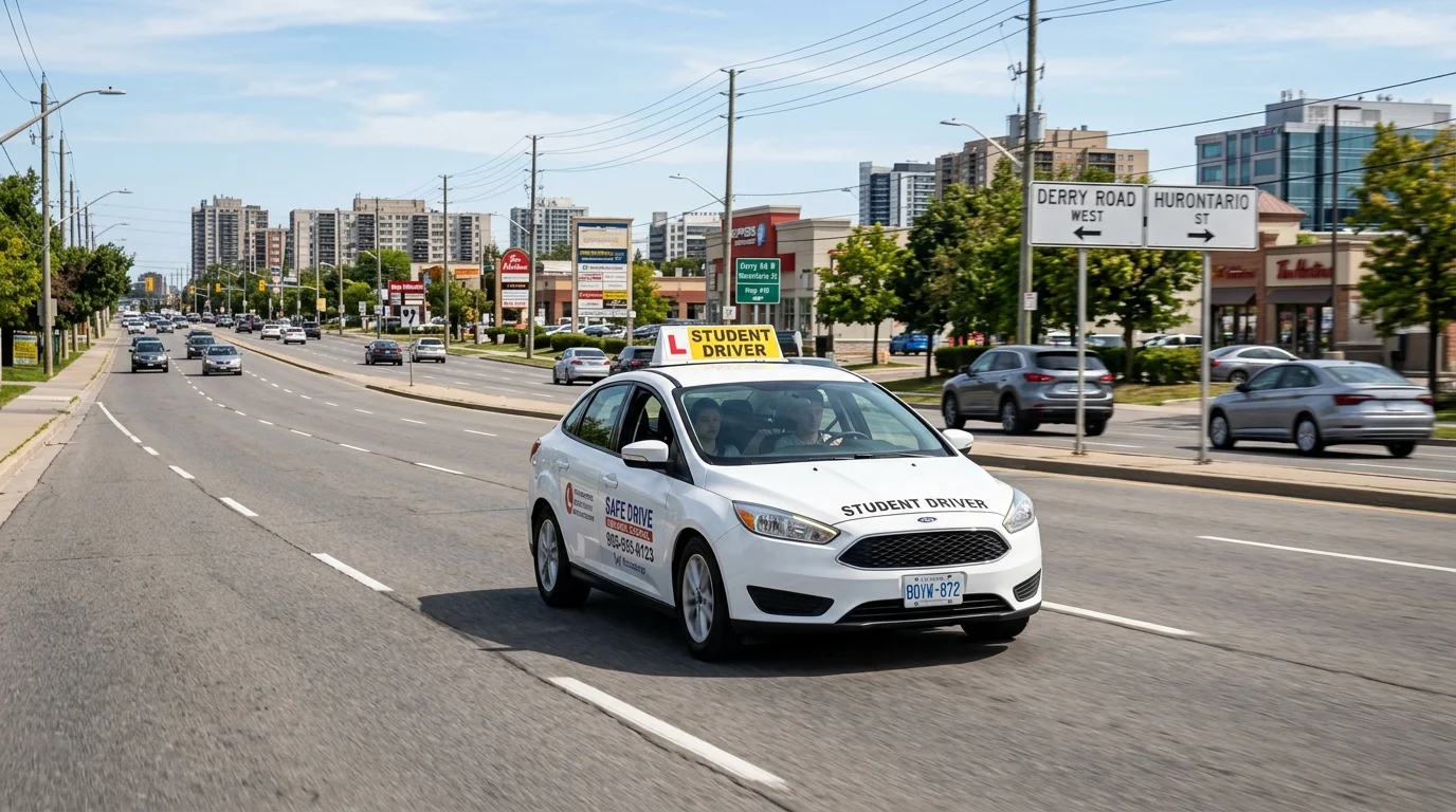 Mississauga driving lessons vehicle near Derry Road and Hurontario